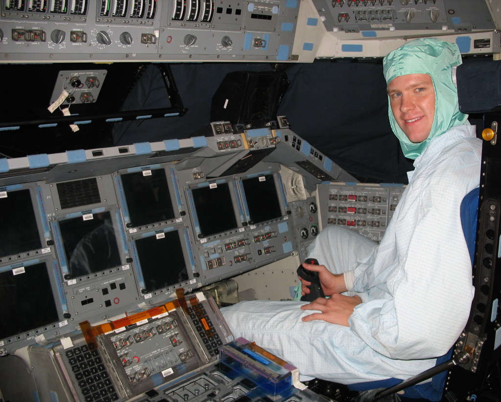Me in the pilot’s couch of OV-105, Space Shuttle Endeavour.